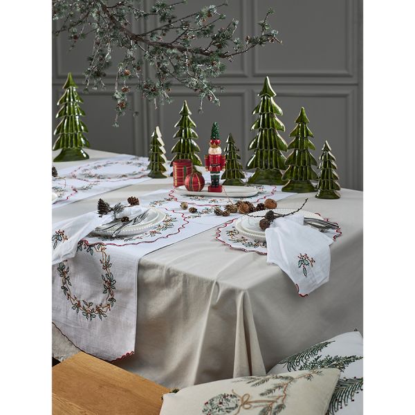 Набор из двух салфеток под приборы festive wreath из коллекции new year essential, D38 см Tkano