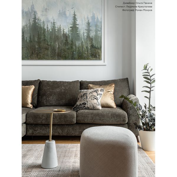 Столик кофейный asgard D42 см латунь/белый