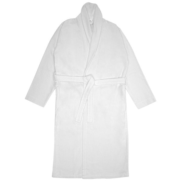 Халат махровый из чесаного хлопка белого цвета из коллекции essential, размер m Tkano