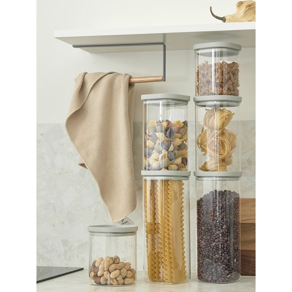 Банка для хранения стеклянная с крышкой 2 л, светло-серая Smart Solutions