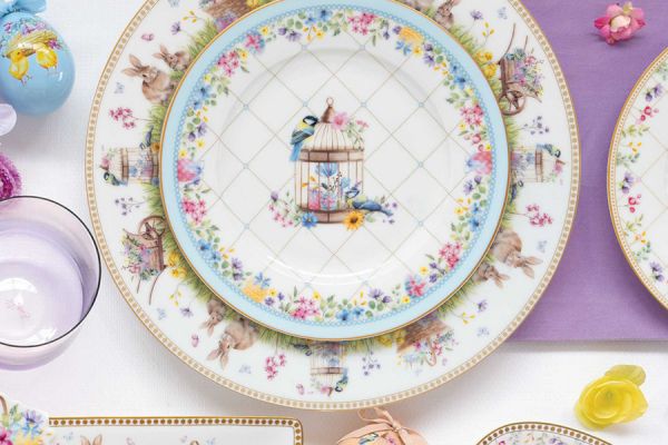 Тарелка десертная 19 см, 4 шт, фарфор, Микс, Кролики и цыплята, Spring Bloom Easy Life