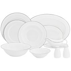 Сервиз обеденный на 10 персон, 37 предметов, фарфор, белый, с серебристым кантом, Айвори Anna Lafarg Emily