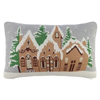 Подушка вязаная с новогодним рисунком christmas village из коллекции new year essential, 40x60 см Tkano
