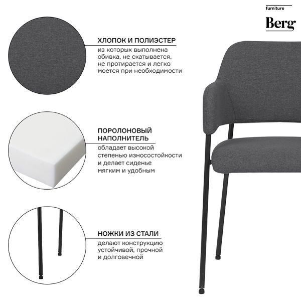 Кресло berg wendy 54х53х82,5 см темно-серое