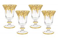 Бокал для воды 300 мл, 4 шт, стекло, золотистый, Versailles Same