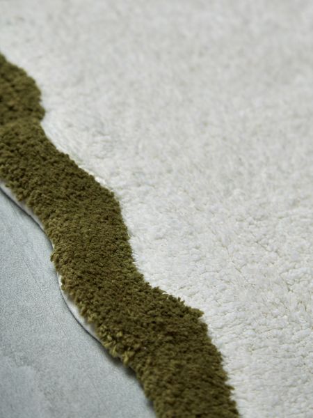 Коврик для ванной с кантом оливкового цвета из коллекции trendy ruffles, 50x80 см Tkano