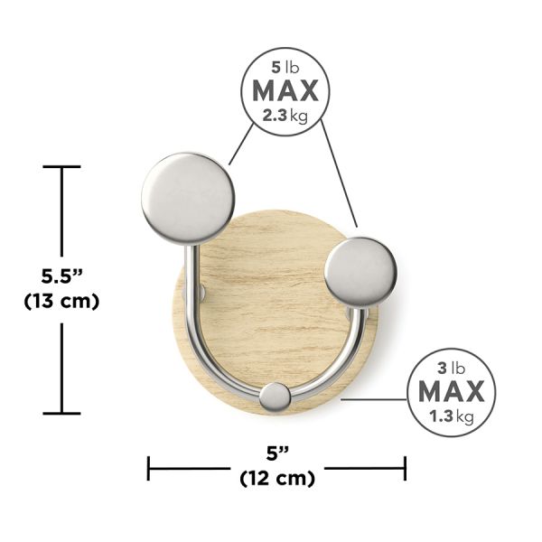Вешалка настенная melody, 2 крючка, натуральное дерево/никель Umbra