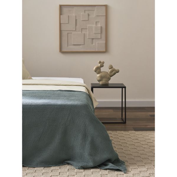 Покрывало вафельное из хлопка цвета шалфея из коллекции essential, 180х250 см Tkano