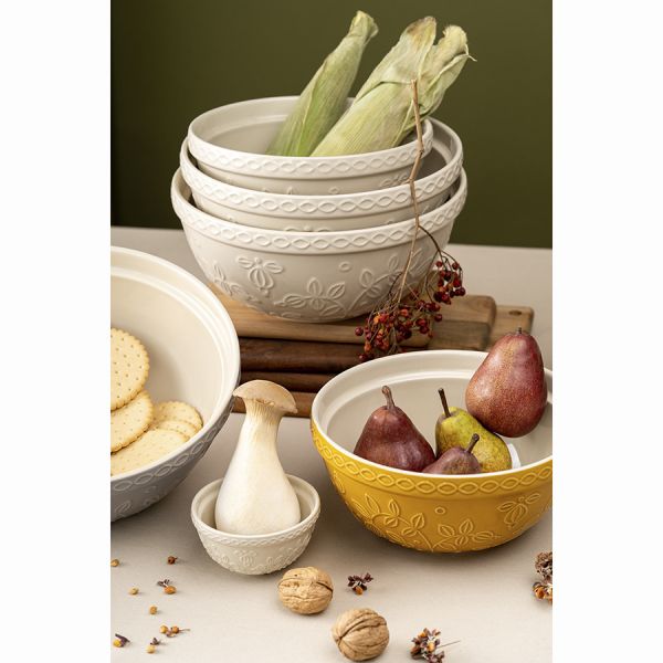 Набор из 4 пиал кремового/бежевого цветов с рельефным узором Ягоды Тайги из коллекции russian north, 130мл Tkano