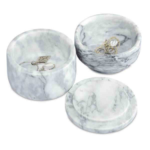 Шкатулка для украшений marm, D10,5х11,8 см, белый мрамор Bergenson Bjorn