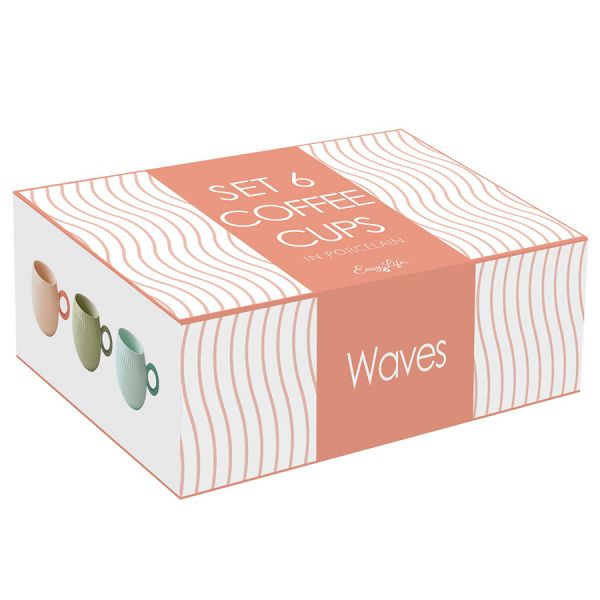 Набор кружек для кофе waves, 90 мл, 6 шт Easy Life