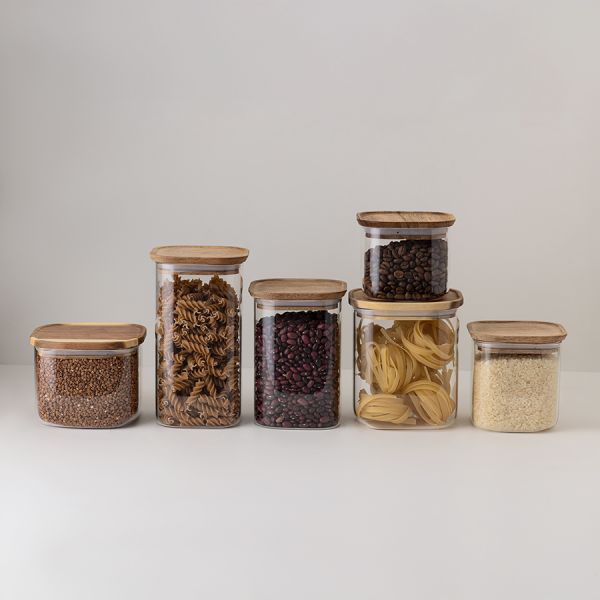 Банка для хранения квадратная glass acacia, 1,1 л Smart Solutions