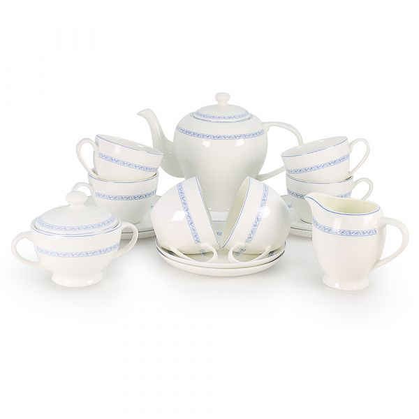 Чайный сервиз АККУ Кларисса из костяного фарфора на 6 персон 15 предметов