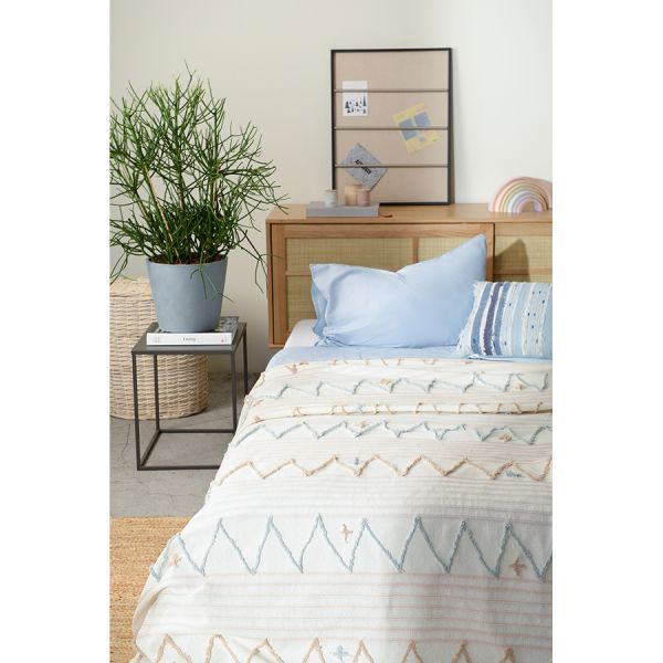 Покрывало из хлопка с бахромой голубого цвета из коллекции ethnic 230х250 см