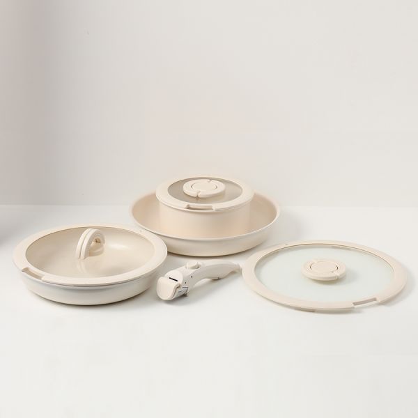 Набор посуды для приготовления со съемной ручкой smart ceramic, 7 предметов, цвета топленого молока Smart Solutions
