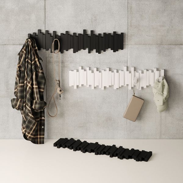 Вешалка настенная sticks 72 см, 8 крючков, белая, Umbra, 1023536-660
