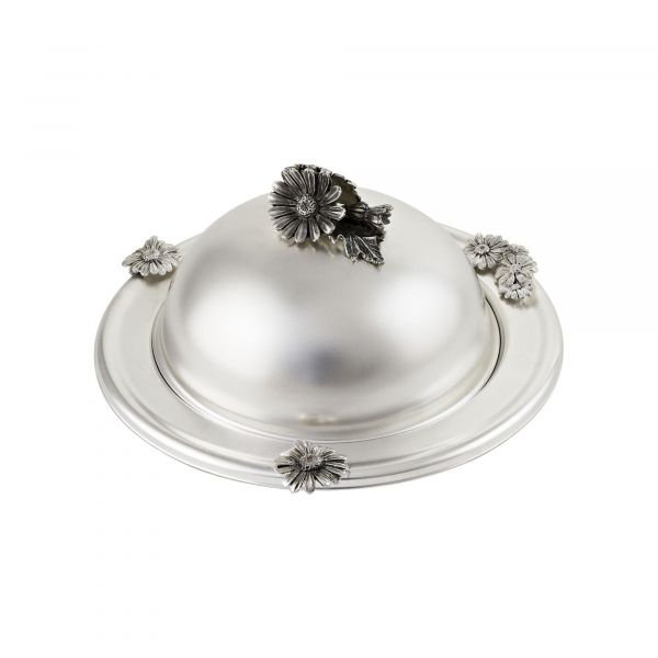 Масленка 'Ромашки' медная посеребренная с чернением Кольчугинский Мельхиор