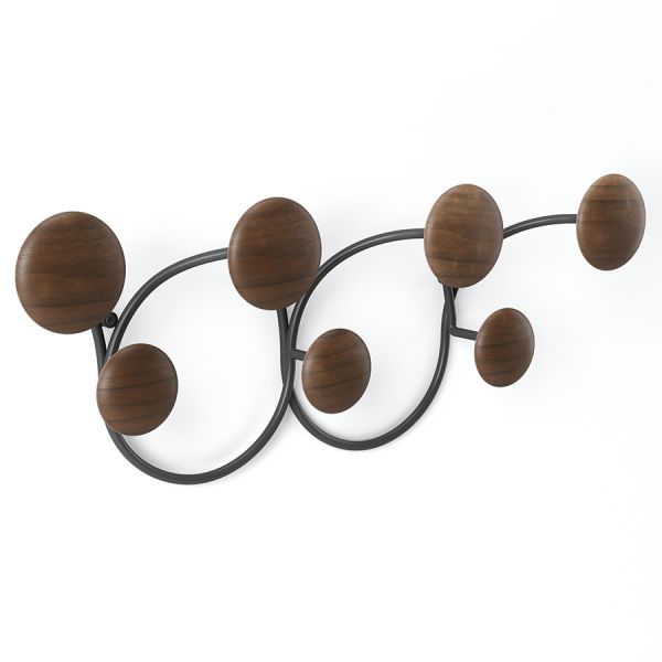 Вешалка настенная dotsy, черная/орех Umbra