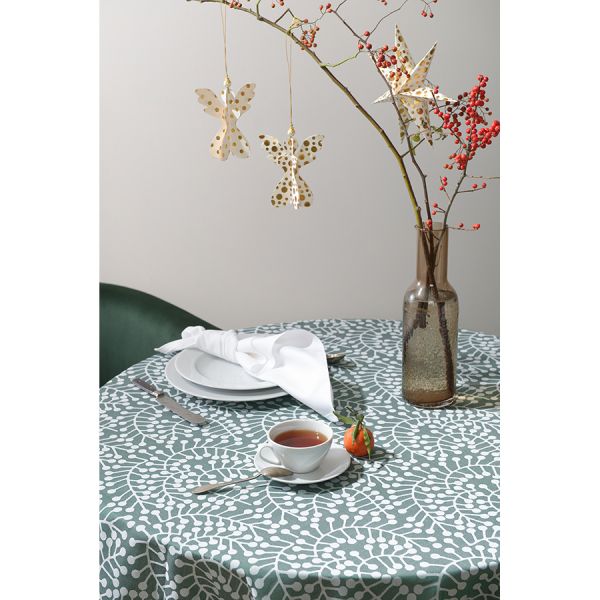 Скатерть из хлопка зеленого цвета с рисунком Спелая смородина scandinavian touch 180х180см