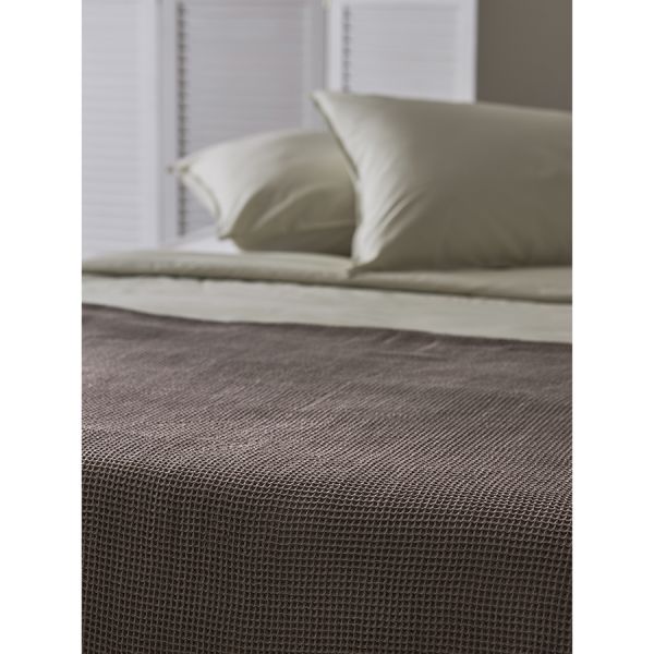 Покрывало вафельное из хлопка серо-бежевого цвета из коллекции essential, 230х250 см Tkano