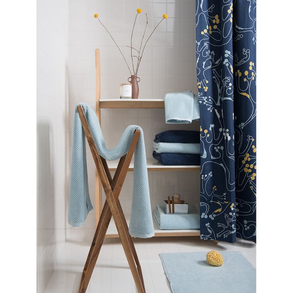 Коврик для ванной ворсовый из чесаного хлопка голубого цвета из коллекции essential, 50х80 см Tkano