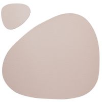 Подстановочная салфетка фигурная из натуральной кожи, кремовый 37x44 см + подстаканник VERO