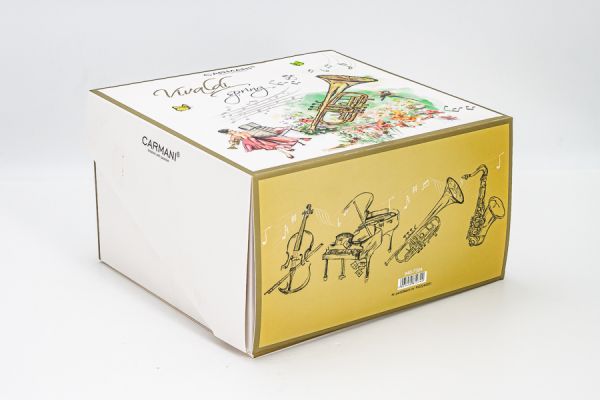 Кружка 380 мл, фарфор F, белая с зеленым кантом, Весна, A. Vivaldi Carmani