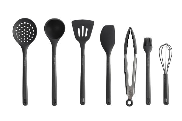 Набор кухонных принадлежностей, 7 предметов, в подставке, силикон/пластик, графитовый, Streak ANNA LAFARG