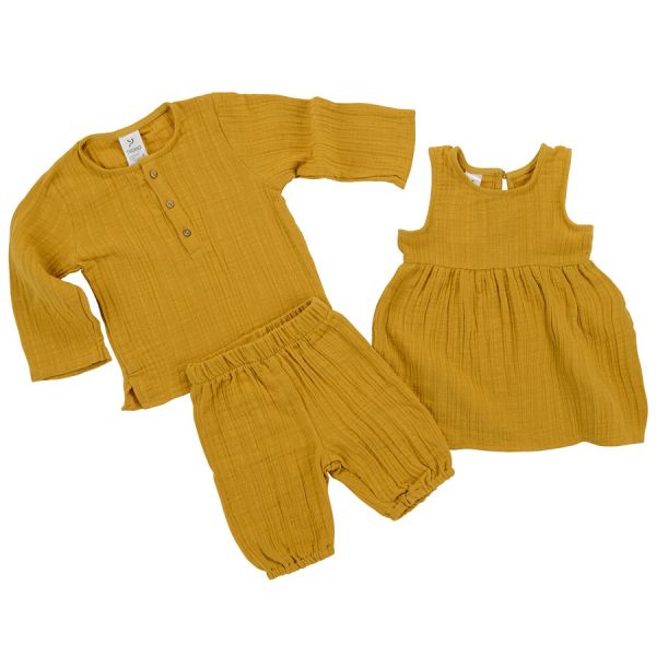 Рубашка из хлопкового муслина горчичного цвета из коллекции essential 24-36m