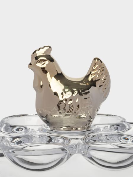 Блюдо пасхальное 15 см, 6 отделений, стекло, золотистое, Курица, Golden Easter
