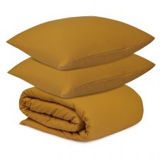 Комплект постельного белья изо льна и хлопка цвета карри из коллекции essential, 200х220 см Tkano