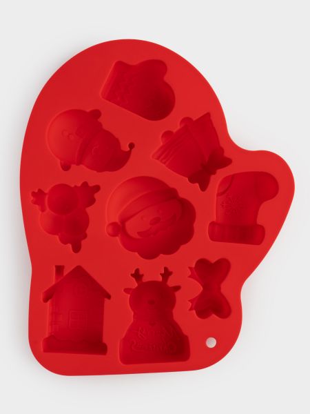 Форма для выпечки кексов 25х20 см, 9 отд, силикон, красная, Варежка, Muffin ANNA LAFARG