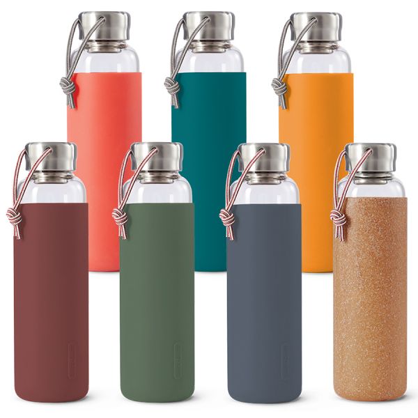 Бутылка для воды стеклянная 600 мл бордовая