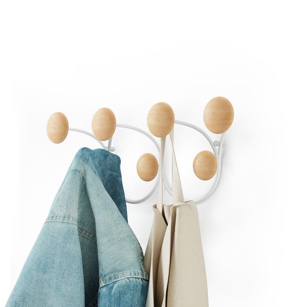 Вешалка для одежды настенная dotsy, белая/натуральное дерево Umbra