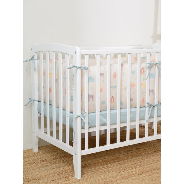 Бортик в кроватку из сатина с принтом animalia world из коллекции tiny world 360х35х5 см