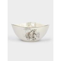 Салатник 21 см, 1,8 л, фарфор, белый, с серебристым кантом, Конь, White horse Anna Lafarg