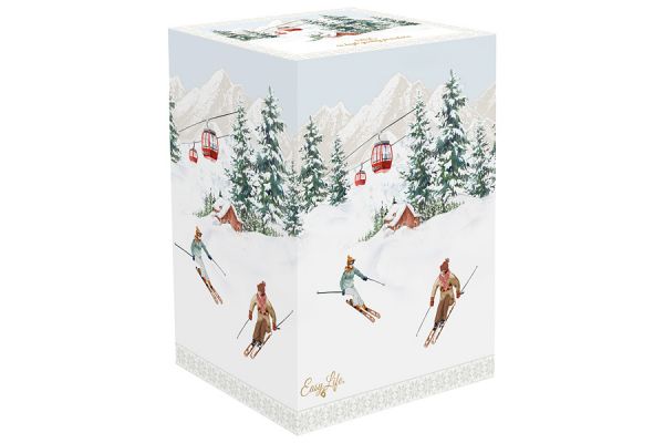 Кружка 600 мл Лыжники в горах, Chalet, фарфор, белая Easy Life