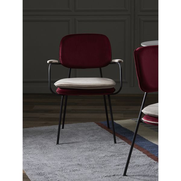Стул с подлокотниками pea, велюр, бордовый/бежевый Bergenson Bjorn