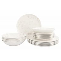 Сервиз обеденный на 6 персон, 18 предметов, фарфор, белый, Цветы и листья, Florance ANNA LAFARG