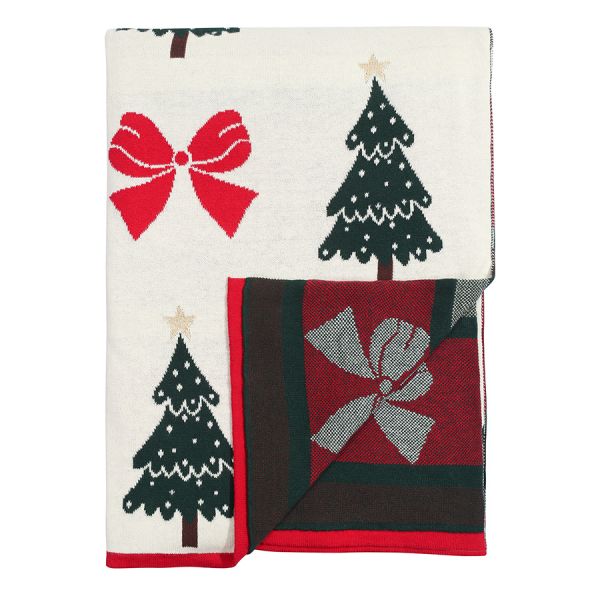 Плед из хлопка с новогодним рисунком christmas bows из коллекции new year essential, 130x180 см Tkano
