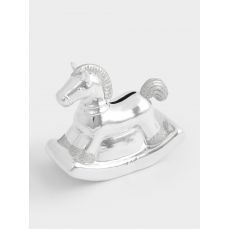 Копилка 14 см, фарфор, серебристая, Лошадка-качалка, Horse ANNA LAFARG