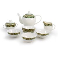 Чайный сервиз с пиалами АККУ Салтанат из костяного фарфора на 6 персон 9 предметов