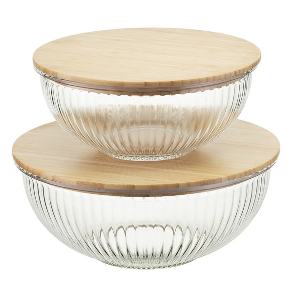 Чаша стеклянная с бамбуковой крышкой harmy, 2 л Liberty Jones