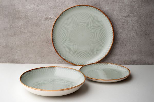 Тарелка закусочная 20 см, керамика, серо-бежевая, Серые ромбы, Mandala Lunasol