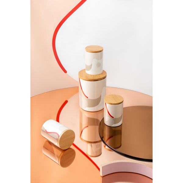 Банка для хранения бежевого цвета с авторским принтом из коллекции freak fruit 1,25л