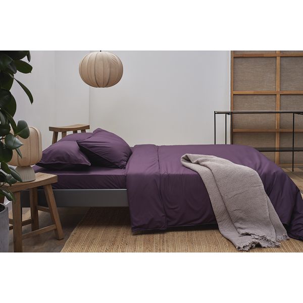 Комплект постельного белья из стираного перкаля сливового цвета из коллекции essential, 150х200 см Tkano