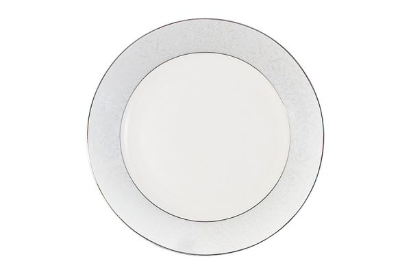 Тарелка закусочная 21 см, фарфор, белая, с серебристым кантом, Мелисента Anna Lafarg Emily
