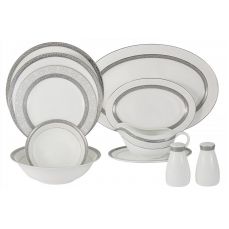 Тарелка закусочная 20,5 см, фарфор, бело-серая, с серебристым кантом, Бостон Anna Lafarg Emily
