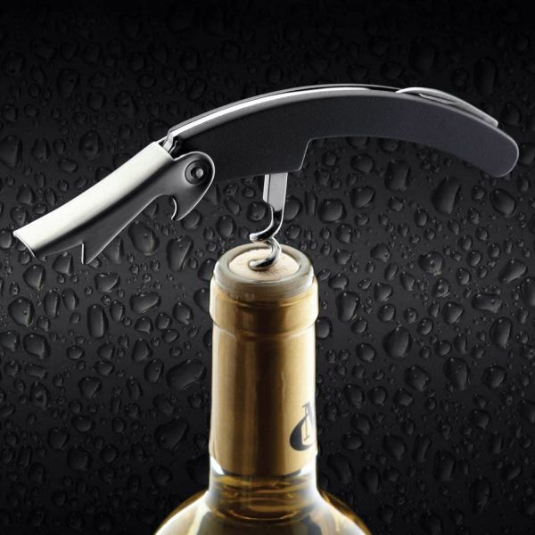 Штопор сомелье, 11x3x1.5 см, нержавеющая сталь, пластик, черный, BarCraft KITCHEN CRAFT
