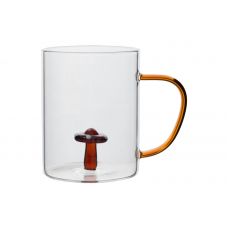 Кружка 400 мл, стекло Б, коричневая ручка, Гриб, Autumn forest ANNA LAFARG